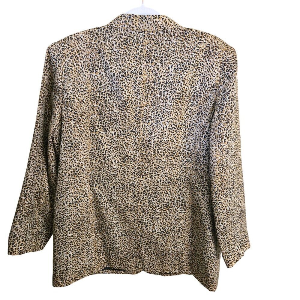 Anna And Frank 100% Silk Animal Print 2 Button Blazer Size Lp - Picture 3 of 6